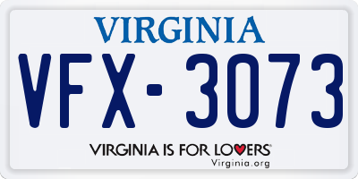 VA license plate VFX3073