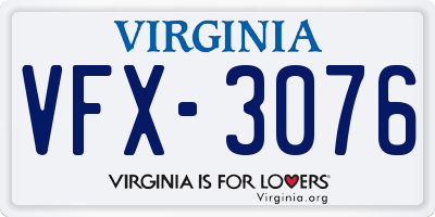 VA license plate VFX3076