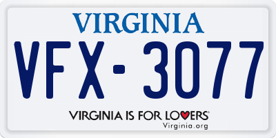 VA license plate VFX3077