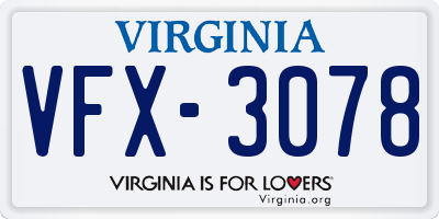 VA license plate VFX3078