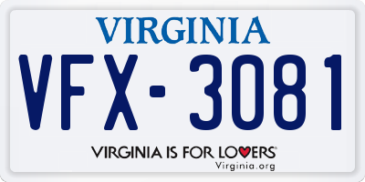 VA license plate VFX3081