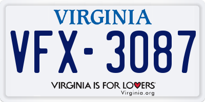 VA license plate VFX3087