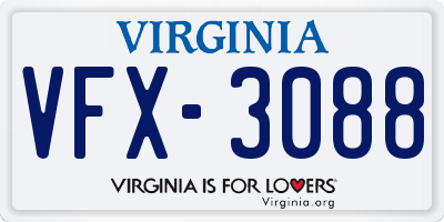 VA license plate VFX3088