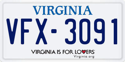 VA license plate VFX3091