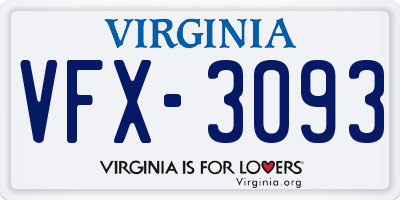 VA license plate VFX3093