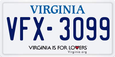 VA license plate VFX3099