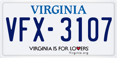 VA license plate VFX3107