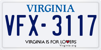 VA license plate VFX3117