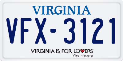 VA license plate VFX3121