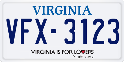 VA license plate VFX3123