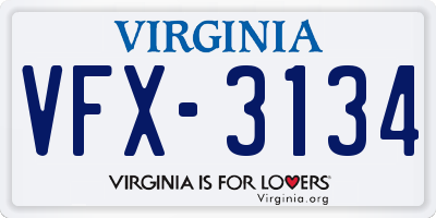VA license plate VFX3134