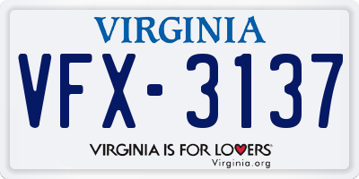 VA license plate VFX3137