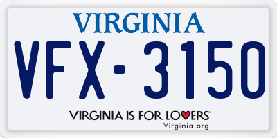 VA license plate VFX3150