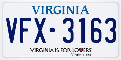 VA license plate VFX3163