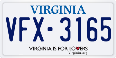 VA license plate VFX3165