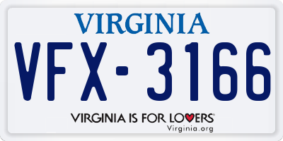 VA license plate VFX3166
