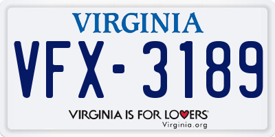 VA license plate VFX3189
