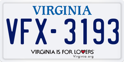 VA license plate VFX3193
