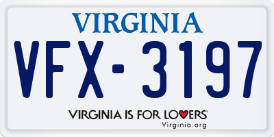 VA license plate VFX3197