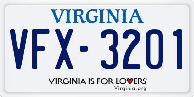 VA license plate VFX3201