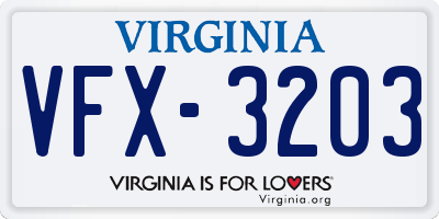 VA license plate VFX3203