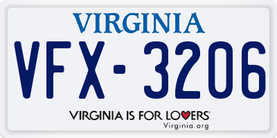 VA license plate VFX3206