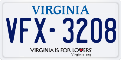 VA license plate VFX3208