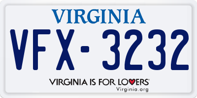 VA license plate VFX3232