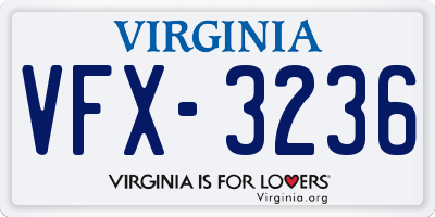 VA license plate VFX3236