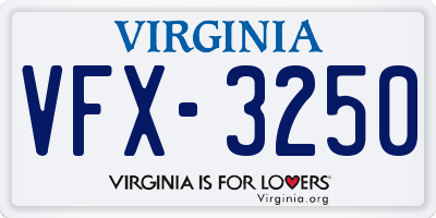VA license plate VFX3250