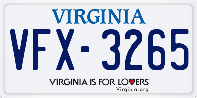 VA license plate VFX3265