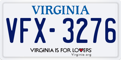 VA license plate VFX3276