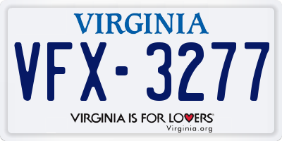 VA license plate VFX3277