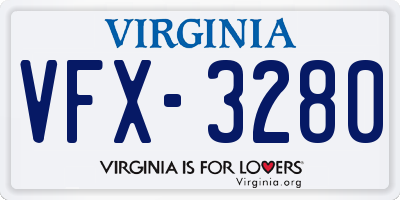 VA license plate VFX3280