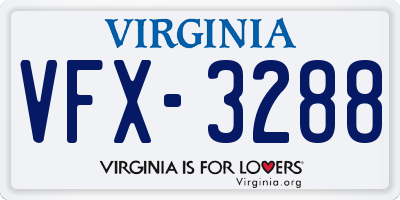 VA license plate VFX3288