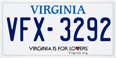 VA license plate VFX3292
