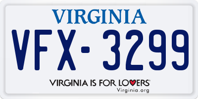 VA license plate VFX3299