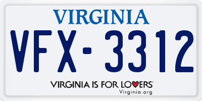 VA license plate VFX3312