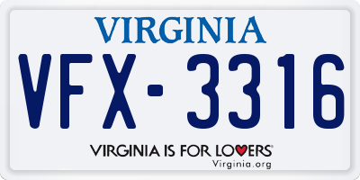 VA license plate VFX3316