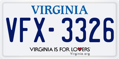 VA license plate VFX3326