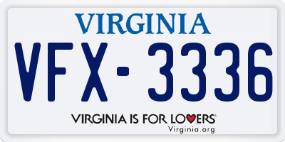 VA license plate VFX3336