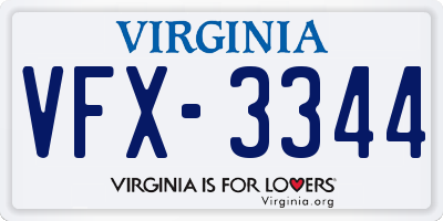 VA license plate VFX3344