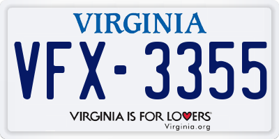 VA license plate VFX3355
