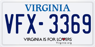 VA license plate VFX3369