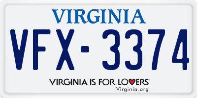 VA license plate VFX3374