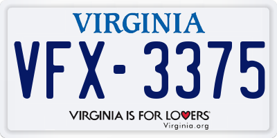 VA license plate VFX3375