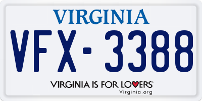 VA license plate VFX3388