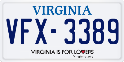 VA license plate VFX3389