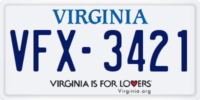 VA license plate VFX3421