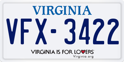 VA license plate VFX3422